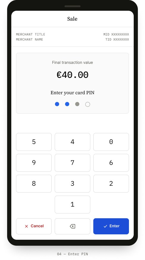 PIN verification screen — enter card PIN