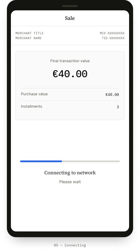Authorization screen — connecting to network